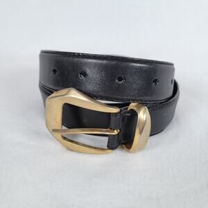 De Vecchi Hamilton Hodge Womens Leather Gold Buckle Belt Size Medium Black